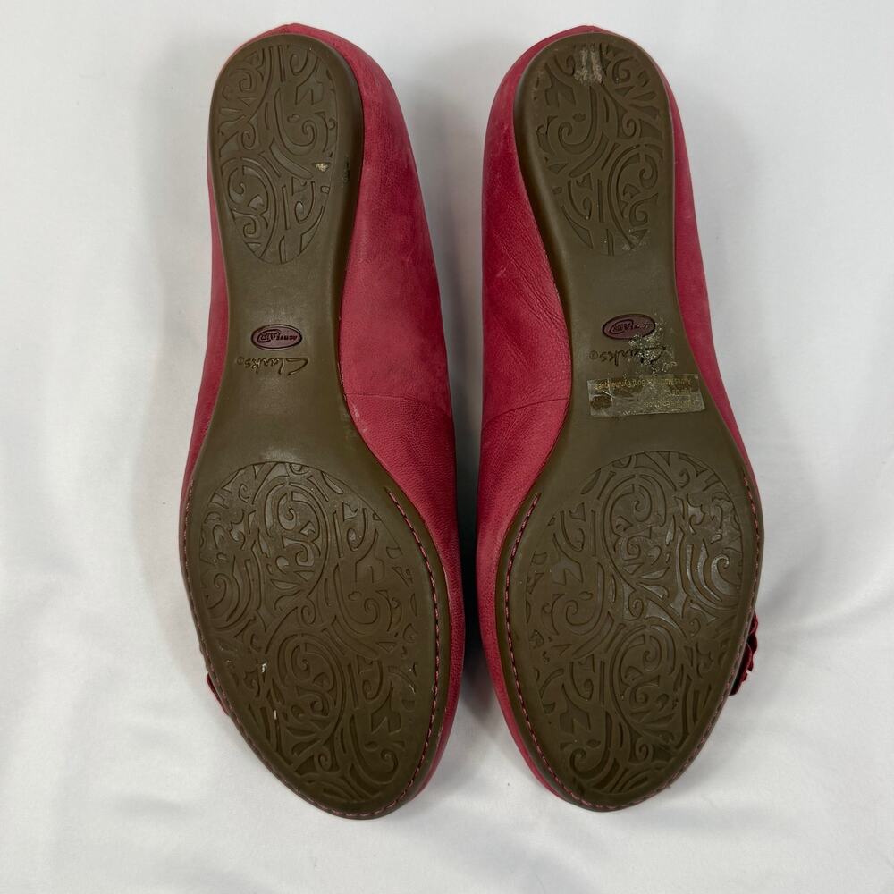 Burgundy Leather Floral Ballet Flats Women’s Size 8.5 - Picture 5 of 5
